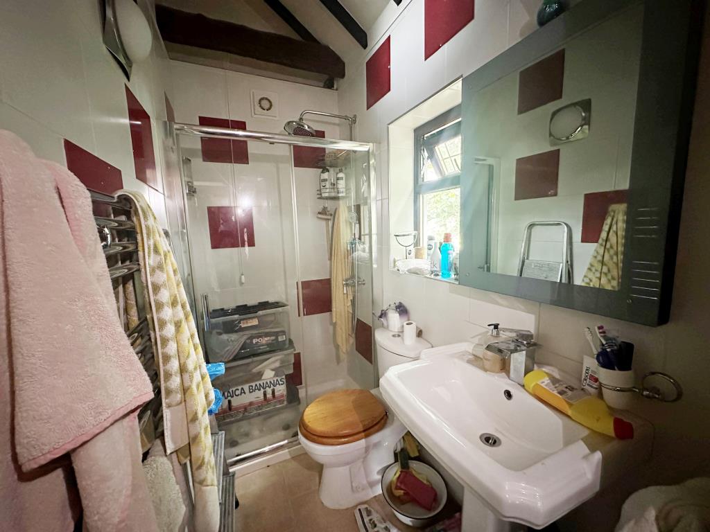 Lot: 174 - LAND WITH BUILDING, CARAVAN AND SWIMMING POOL IN RURAL LOCATION - Shower room with W.C.